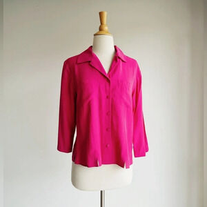 VINTAGE | Carole Little Pink Silk Cropped Shacket | M